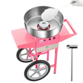 Electric Cotton Candy Machine with Cart, 1000W Commercial Candy Floss Maker with 20.5 in Stainless Steel Bowl, Sugar Scoop, and Drawer, Easy to Use, for Home, Kids Birthday, Family Party, Pink