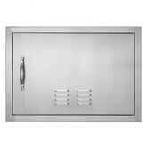 BBQ Access Door, 24W x 17H Inch Single Outdoor Kitchen Door, Stainless Steel Flush Mount Door, Wall Vertical Door with Handle and vents, for BBQ Island, Grilling Station, Outside Cabinet
