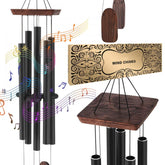 Wind Chimes for Outside, 48 in, Deep Tone Wind Chimes with 5 Tubes, Unique Large Memorial Wind Chimes for Anniversary, Amazing Outdoor Decor for Your Patio, Porch, Garden and Backyard, Black