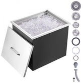 Drop in Ice Chest, 21"L x 17"W x 18"H Stainless Steel Ice Cooler, Commercial Ice Bin with Cover, 40 qt Outdoor Kitchen Ice Bar, Drain-pipe and Drain Plug Included, for Cold Wine Beer