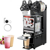 Semi-automatic Cup Sealing Machine, 300-500 Cup/h Tea Cup Sealer Machine, Black Boba Cup Sealer Machine, 90/95mm Cup Diameter Boba Cup Sealing Machine with Control Panel for Bubble Milk Tea