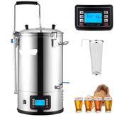 Electric Brewing System, 9.2 Gal/35 L Brewing Pot, All-in-One Home Beer Brewer with Pump, Mash Boil Device with Panel, Auto/Manual Mode 100-1800W Power 25-100℃ Temp 1-180 min Timer Recipe Memory