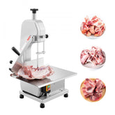 Commercial Electric Meat Bandsaw, 650W Stainless Steel Countertop Meat Sawing Machine, Workbench 12.4" x 18.1", 4.33 Inch Max Cutting Thickness, Frozen Fish Cutter for Rib Pork Beef
