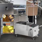 Mobile Fryer Filter, 38L Oil Tank Capacity, Oil Filtration System with 10 L/min Oil Filtration Speed, Mobile Frying Oil Filtering System with Swivel Wheels, Oil Hose for Restaurant Burger Stores