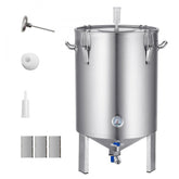 304 Stainless Steel Kettle, 16 GALLON Beer Brew Fermentor, Brew Bucket Fermentor for Brewing, Home Brewing Supplies with Base, Kettle Stock Pot Includes Lid, Handle, Valve, Spigot, Thermometer