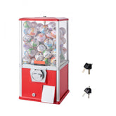 Gumball Machine for Kids, 21" Height Home Vending Machine, PS Bouncy Balls Dispenser, Hold 180 Capsule Toys, Rectangle Bubble Gum Machine for Game Stores, Coin Operated Gumball Bank, Red