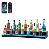LED Lighted Liquor Bottle Display Bar Shelf RF App Control 48in 2 Step Remote Controlled Bar Shelf