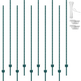 7 Feet Fence Post, 10 Pack U-Channel Heavy Duty Metal Fence Posts, Sturdy Steel Fence Stakes for Garden Yard, Lawn, Farms and Outdoor Wire Fencing, Green