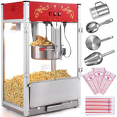 Popcorn Maker, 1615W Popcorn Popper Machine, 16 Oz Kettle Large Capacity Countertop Popcorn Maker with Tempered Glass, Includes 3 Stainless Steel Scoops, Movie Theater Style, Red