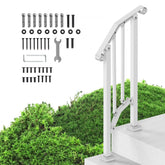 1-2 Step Handrails for Outdoor for Seniors Porch Deck Retro Arch White