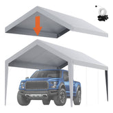 Carport Replacement Canopy Cover 10x20ft Heavy Duty Waterproof UV Protected Garage Shelter Tarp with Ball Bungees Grey Top Only Frame Not Included