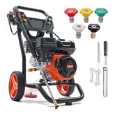 Gas Pressure Washer 3600 PSI 2.6 GPM with Copper Pump Spray Gun Extension Wand and 5 Quick Connect Nozzles for Cleaning Cars Homes Driveways Patios