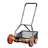 18in Manual Push Reel Lawn Mower 5 Blade with Adjustable Height Grass Catcher and 4 Wheels