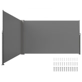 Retractable Side Awning, 71''x 236'' Full Aluminum Rust-Proof Patio Sunshine Screen, Outdoor Privacy Divider & Wind Screen, Works for Courtyard, Balcony, Roof Terraces and Pools, Gray