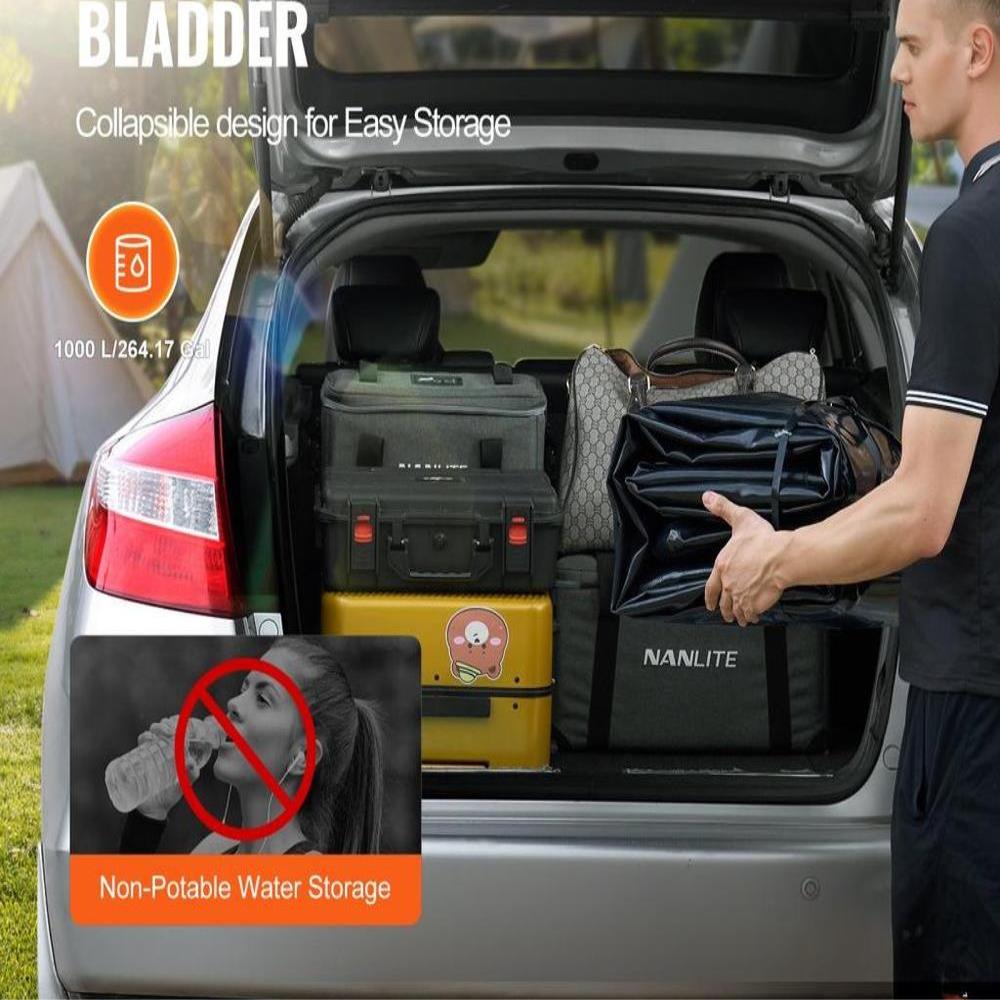 Portable Water Storage Bladder 264 Gal PVC Collapsible Water Tank Black