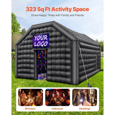 Inflatable Nightclub Party Tent 19.7 x 16.4 x 12 ft with Lights