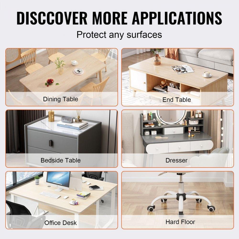 Clear Table Cover Protector 36 x 72 in PVC Plastic Tablecloth 15 mm Thick Waterproof Desk Protector for Dining Coffee Table Writing Desk