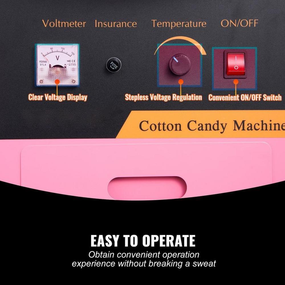 Electric Cotton Candy Machine, 1000W Candy Floss Maker, Commercial Cotton Candy Machine with Stainless Steel Bowl, Sugar Scoop, and Cover, Perfect for Home Kids Birthday, Family Party Pink
