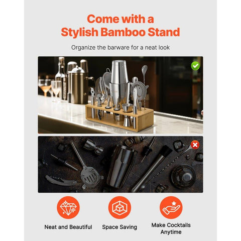 Cocktail Shaker Set 13 Pcs Bartender Kit Stainless Steel Bar Tool Set Silver