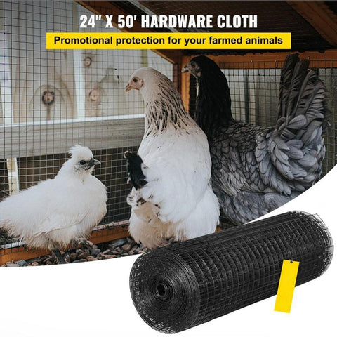 Hardware Cloth, 24\" x50\' & 1\"x1\" Mesh Size, Galvanized Steel Vinyl Coated 16 Gauge Welded Wire with A Cutting Plier & A Pair of Fabric Gloves, for Garden Fencing & Pet Enclosures, Black