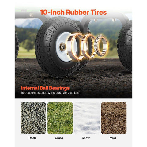900 Lbs Steel Garden Cart on Wheels, Heavy Duty Pullable Garden Wagon Yard Cart, Outdoor Metal Utility Wagon with 10" Tires and Mesh Removable Sides(Convert to Flatbed), and 180°Rotating Handle