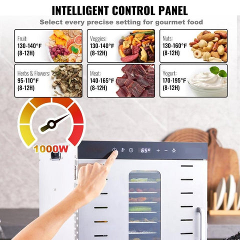 Food Dehydrator Machine, 10 Stainless Steel Trays, 1000W Electric Food Dryer with Digital Adjustable Timer & Temperature for Jerky, Herb, Meat, Beef, Fruit, Dog Treats and Vegetables