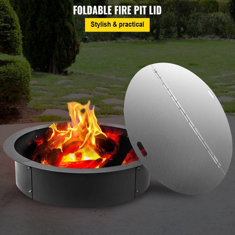 40 Inch Round Fire Pit Lid Foldable Snuff Cover 430 Stainless Steel Spark Screen 3mm Thickness
