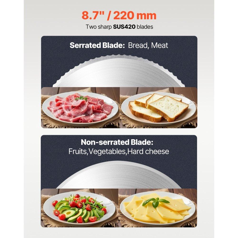 Meat Slicer 180W 8.7" Electric Deli Food Slicer for Frozen Meat Bread Cheese