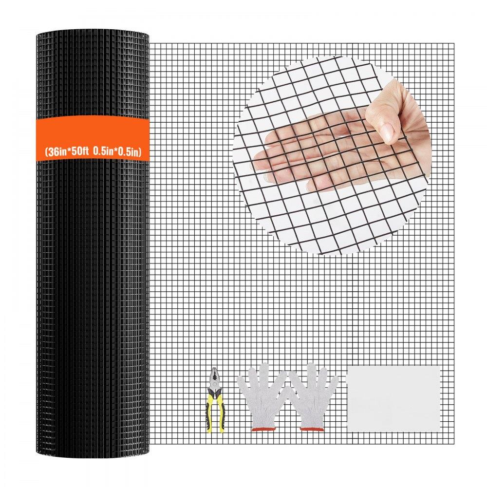 Hardware Cloth, 36'' x 50' Galvanized Wire Mesh Roll, 19 Gauge Chicken Wire Fence Roll, Vinyl Coating Metal Wire Mesh for Chicken Coop Barrier, Rabbit Snake Fences, Poultry Enclosures