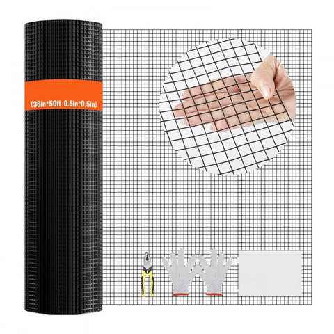 Hardware Cloth, 36'' x 50' Galvanized Wire Mesh Roll, 19 Gauge Chicken Wire Fence Roll, Vinyl Coating Metal Wire Mesh for Chicken Coop Barrier, Rabbit Snake Fences, Poultry Enclosures