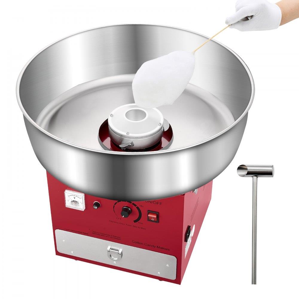 Electric Cotton Candy Machine, 1000W Commercial Candy Floss Maker with 20.5 in Stainless Steel Bowl, Sugar Scoop, and Drawer, Easy Home Use, Perfect for Kids Birthday, Family Party, Red