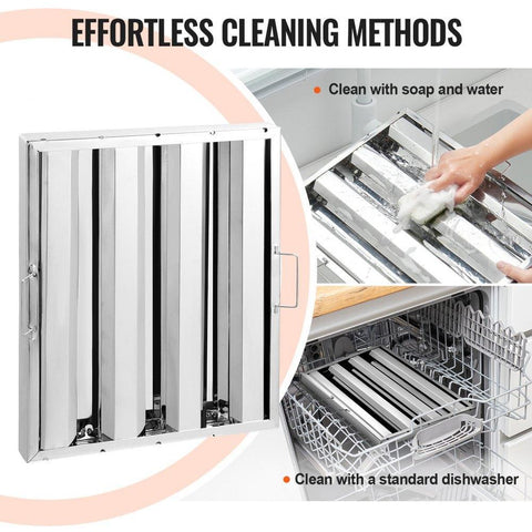 15.5Wx19.5H Inch Commercial Hood Filter Range Hood Baffle Stainless Steel