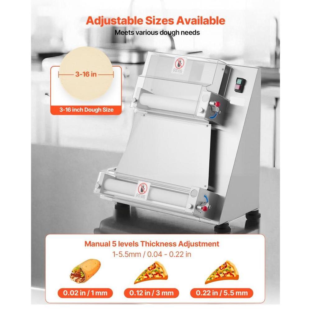16 Inch Pizza Dough Roller Sheeter Semi-automatic Commercial Dough Press 390W