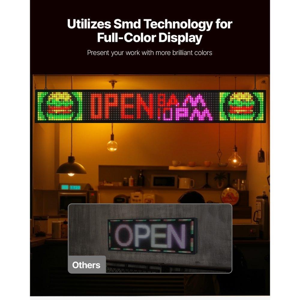52x8 in Programmable LED Sign Digital Scrolling Display Board P10 Full-color