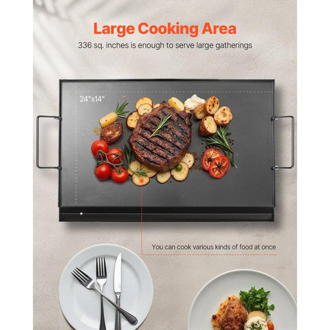 24x16 in Flat Top Griddle Carbon Steel Universal BBQ Grill Pan Cookware Outdoor Camping Cooking