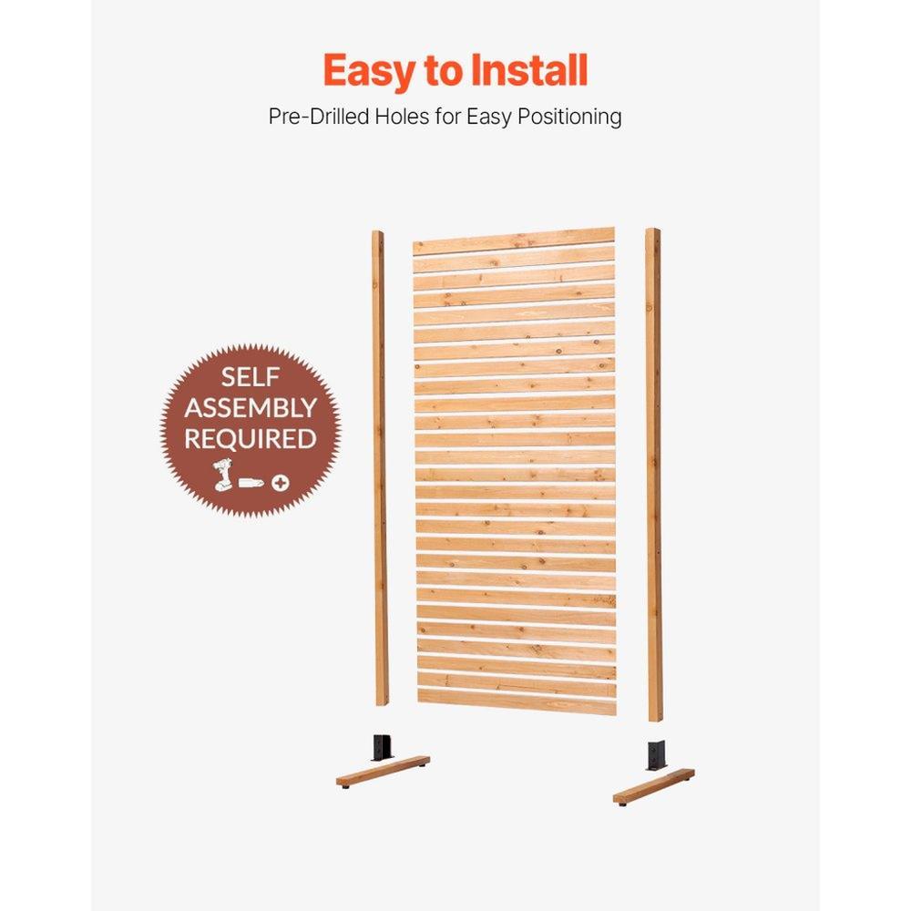 Wooden Freestanding Privacy Screen 36 x 76 inch Outdoor for Patio