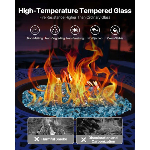 20 LBS Fire Glass 1/2-Inch Fireplace Glass Rocks for Fire Pit Table Aqua Blue
