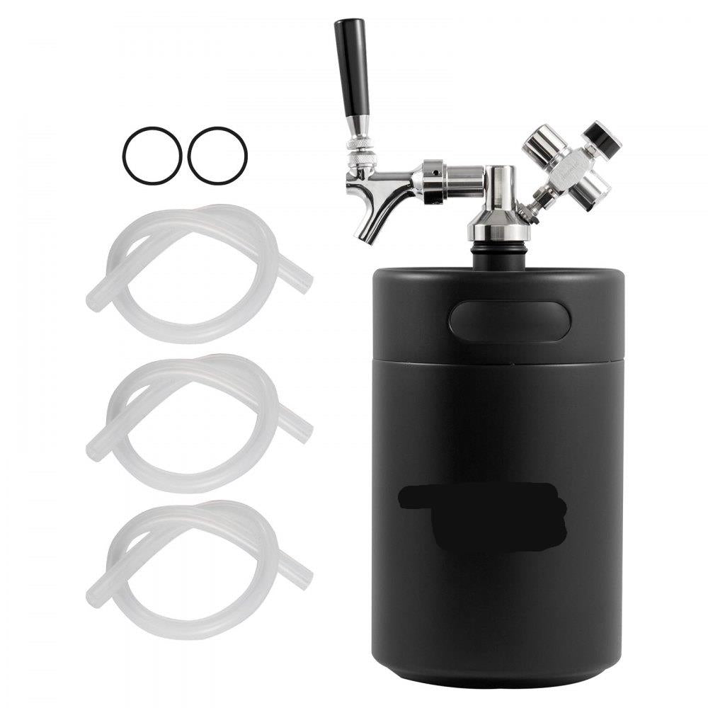 Beer Growler Tap System, 170Oz 5L Mini Keg, 304 Stainless Steel Pressurized Beer Growler, Keg Growler with Pressure Display, CO2 Regulator Faucet, Leak-Proof Ring For Draft, Homebrew, Craft Beer