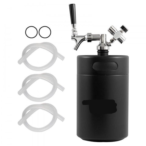 Beer Growler Tap System, 170Oz 5L Mini Keg, 304 Stainless Steel Pressurized Beer Growler, Keg Growler with Pressure Display, CO2 Regulator Faucet, Leak-Proof Ring For Draft, Homebrew, Craft Beer