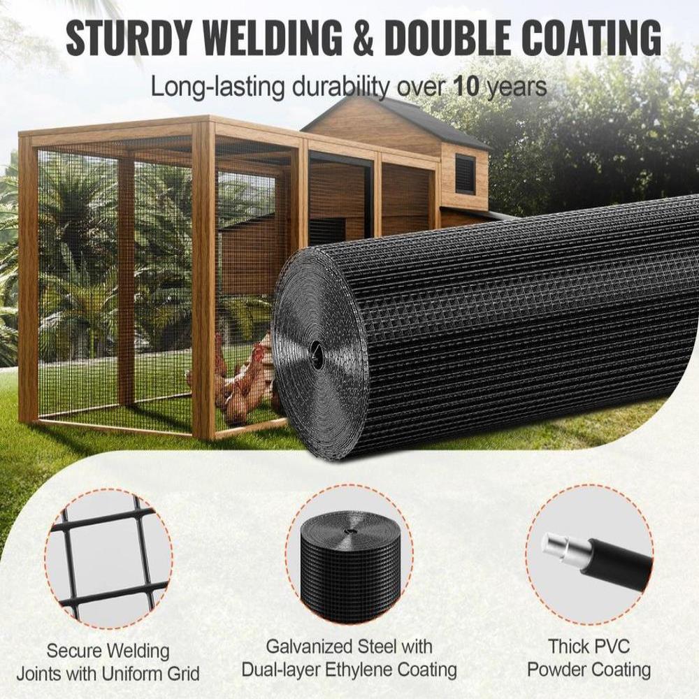 Hardware Cloth 48 x 100 ft 19 Gauge Galvanized Wire Mesh Roll Vinyl Coated Chicken Wire Fence for Chicken Coop Rabbit Snake Barrier and Poultry Enclosures