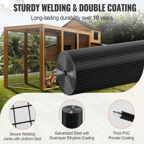 Hardware Cloth 48 x 100 ft 19 Gauge Galvanized Wire Mesh Roll Vinyl Coated Chicken Wire Fence for Chicken Coop Rabbit Snake Barrier and Poultry Enclosures