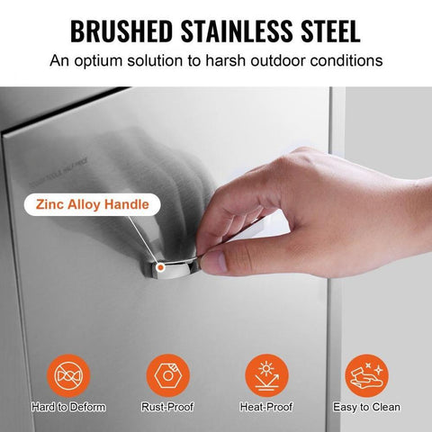Pull Out Trash Drawer 17.7x25x22.8 Inch Raised Style Trash Bin with Pull-Out Tray Stainless Steel Trash Drawer with Handle for Outdoor Kitchen BBQ Island