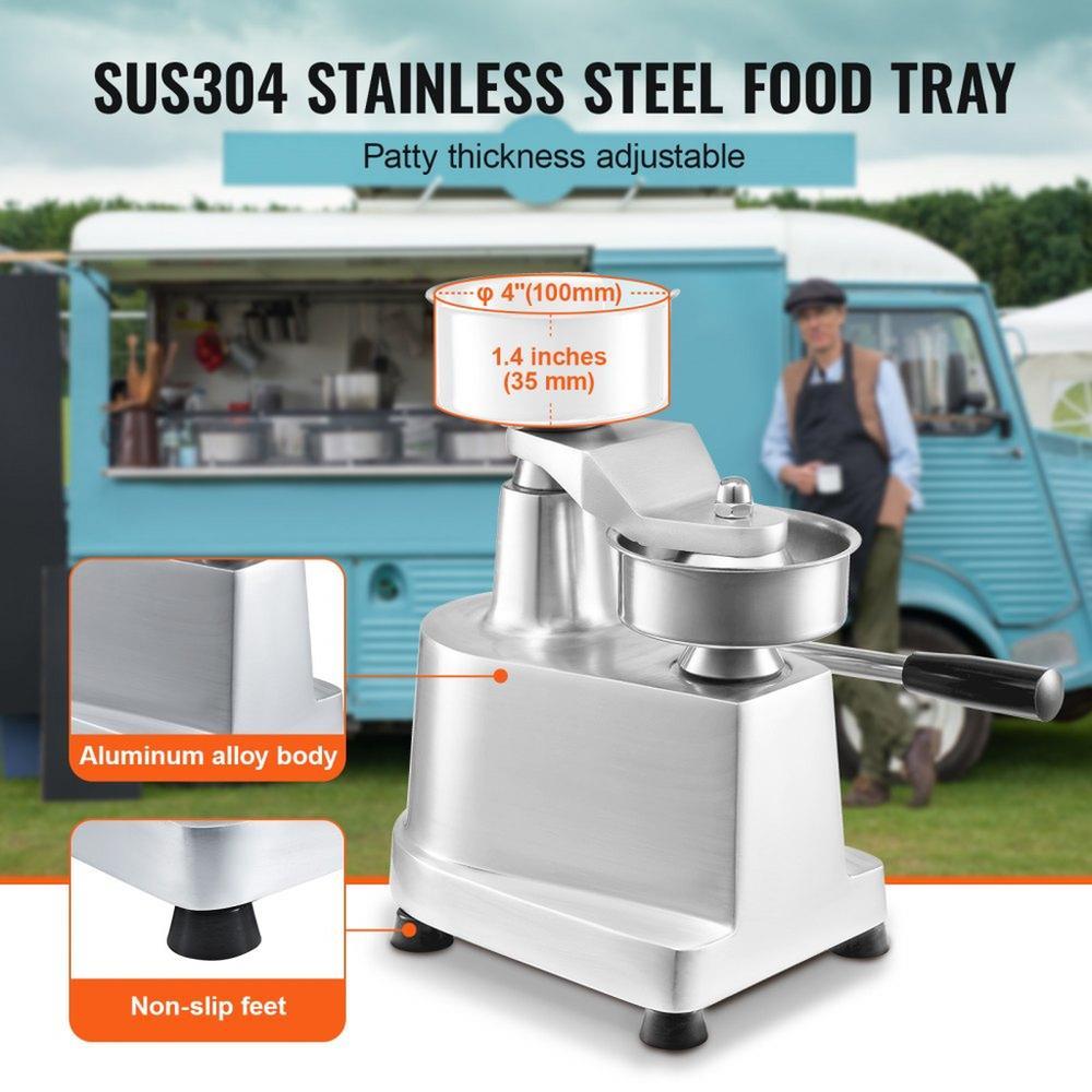 Commercial Burger Patty Maker, 100mm/4inch Hamburger Beef Patty Maker, Heavy Duty Food-Grade Stainless Steel Bowl Burger Press Machine, Kitchen Meat Forming Processor with 1000 Pcs Patty Papers