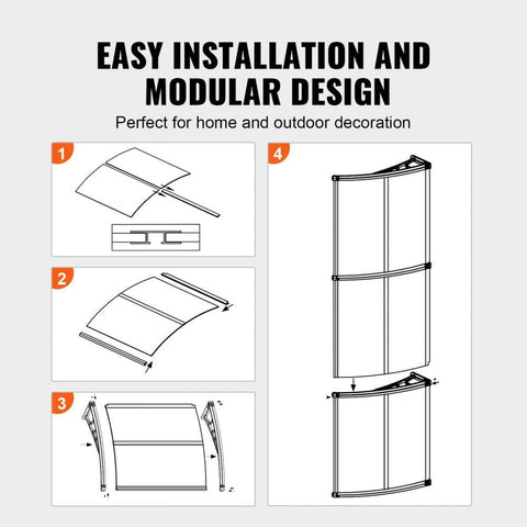 Window Door Awning Canopy 40" x 40", UPF 50+ Polycarbonate Entry Door Outdoor Window Awning Exterior, Front Door Overhang Awning for Sun Shutter, UV, Rain, Snow Protection, Hollow Sheet