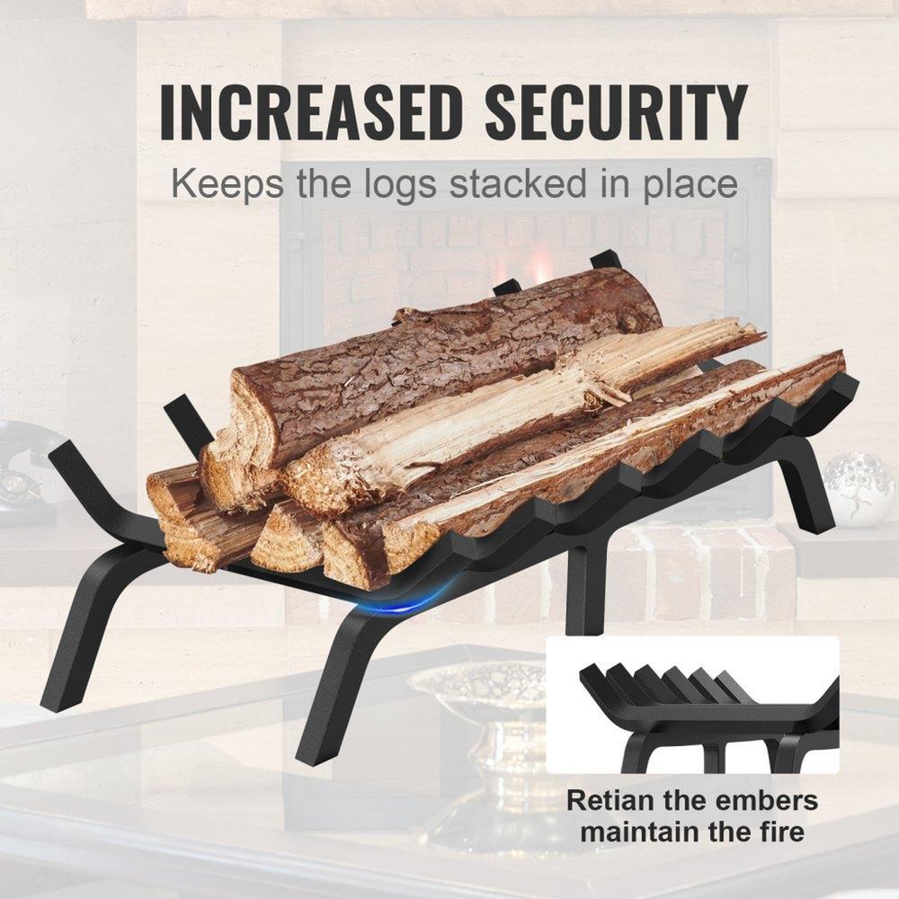 Fireplace Log Grate, 27 inch Heavy Duty Fireplace Grate with 6 Support Legs, 3/4’’ Solid Powder-coated Steel Bars, Log Firewood Burning Rack Holder for Indoor and Outdoor Fireplace