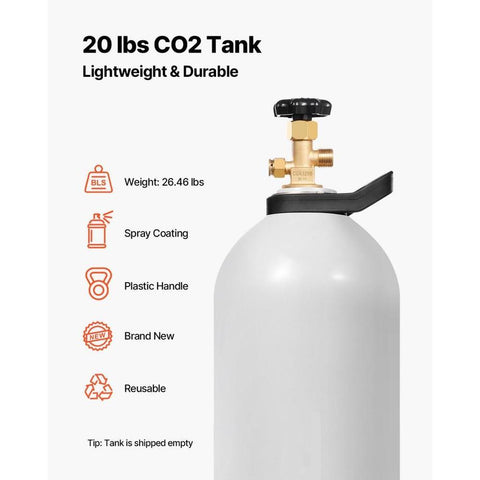 CO2 Tank, 20 lbs New Aluminum Alloy Cylinder, CO2 Air Tank with Spray Coating, CGA320 Valve, Handle & Adjustable Pressure, DOT & TC Approved Cylinder for Draft Beer Dispensing and Soda Maker