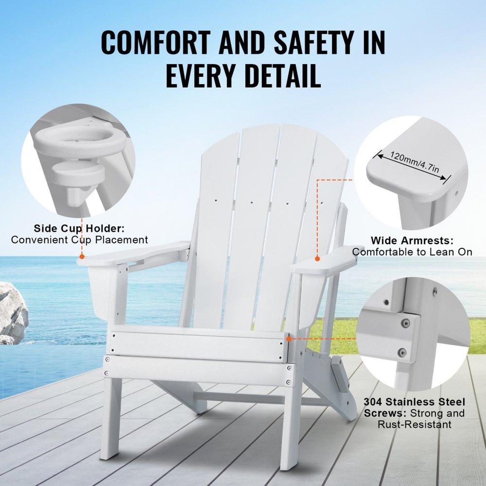 Adirondack Chair Plastic Set of 2 All-Weather Folding Fire Pit White
