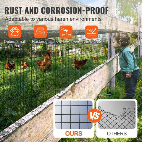Hardware Cloth 24 x 100 ft 19 Gauge Galvanized Wire Mesh Roll Vinyl Coated Chicken Wire Fence for Chicken Coop Rabbit Snake Barrier and Poultry Enclosures