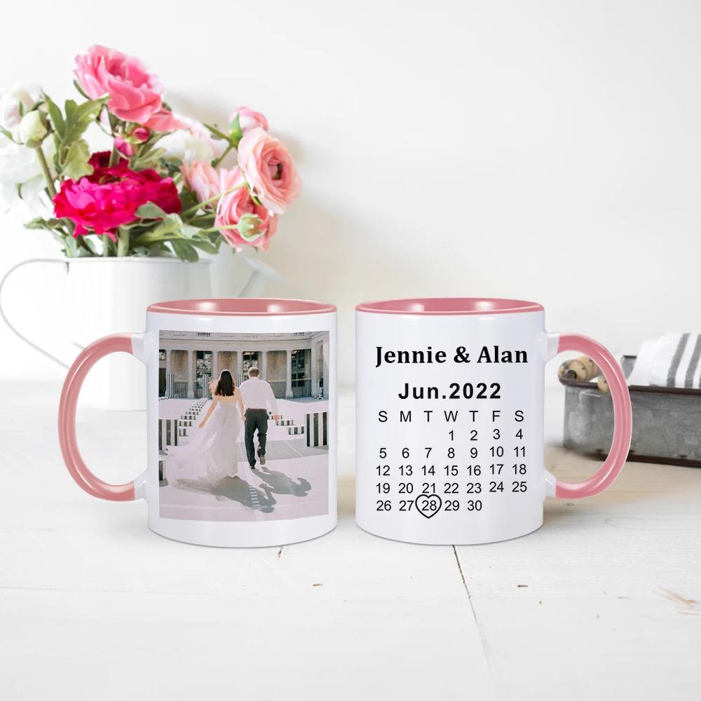 Personalized couple mugs customized photo date name wedding anniversary gift