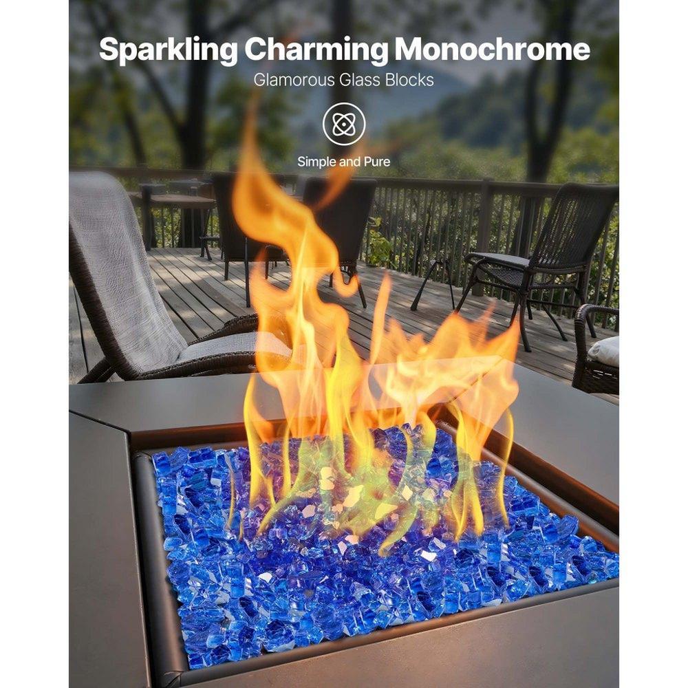 35 LBS Fire Glass 1/2-Inch Fireplace Glass Rocks for Fire Pit Table Cobalt Blue